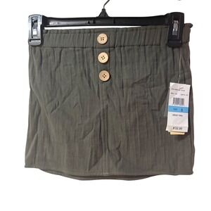 GB Girls Olive Green Textured Button Front Mini Skirt Size 5 BYK1354DX26